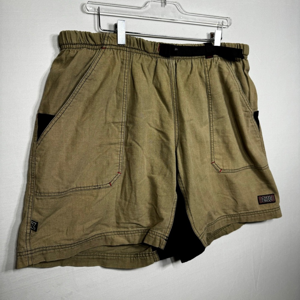 Zoic Vintage Mountain Bike Shorts Khaki Tan Canvas Belted MTB Mens L Made in USA - Picture 3 of 6